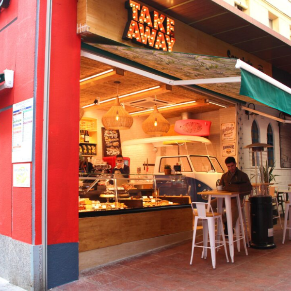 iluminacion-exterior-local-take-away iluminación para take away para local comercial a pie de calle platos preparados
